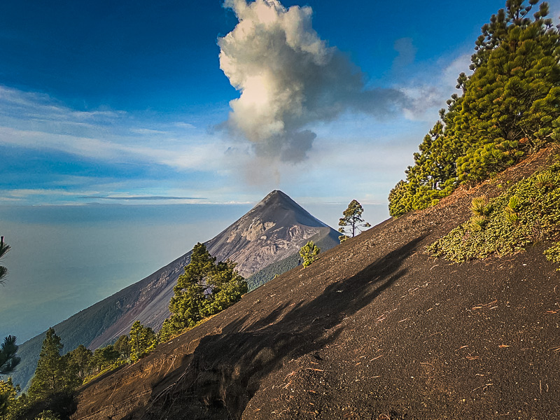 Cloud of smoke as Volcan Fuego continues erupting
